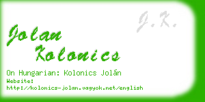 jolan kolonics business card